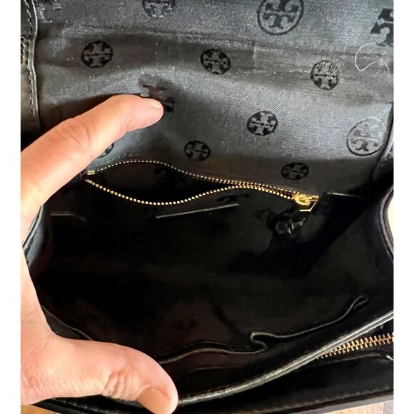 ✺ AUTHENTIC TORY BURCH BLACK QUILTED LEATHER FLEMING/ALEXA HANDBAG - Picture 7 of 10